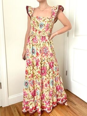 LIKE NEW STUNNING House of Harlow 100% Cotton Floral Maxi Dress